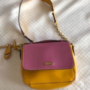 Tahari, yellow and purple small shoulder strap
